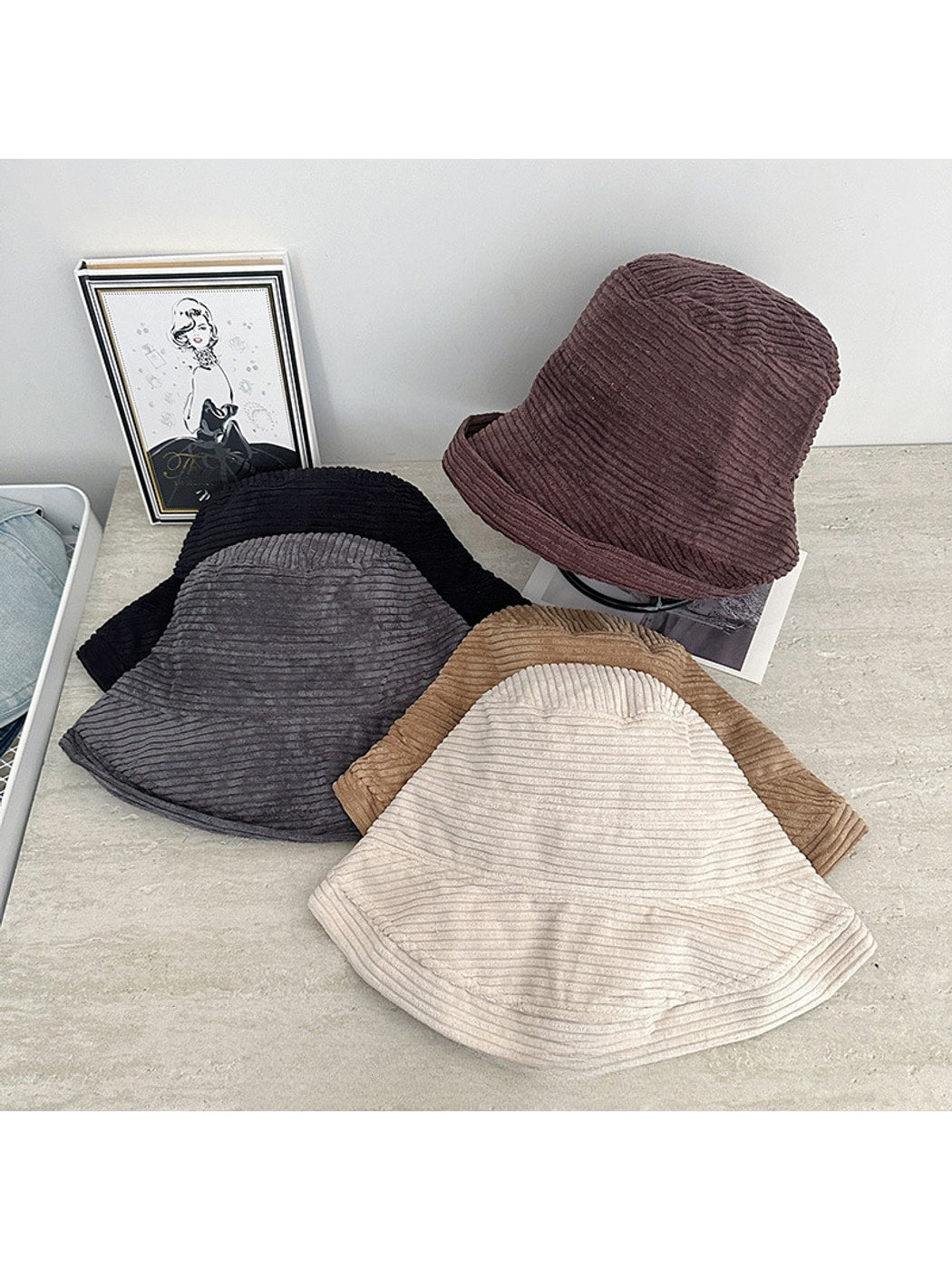 Haila - Foldable Solid Color Round Crown Bucket Hat