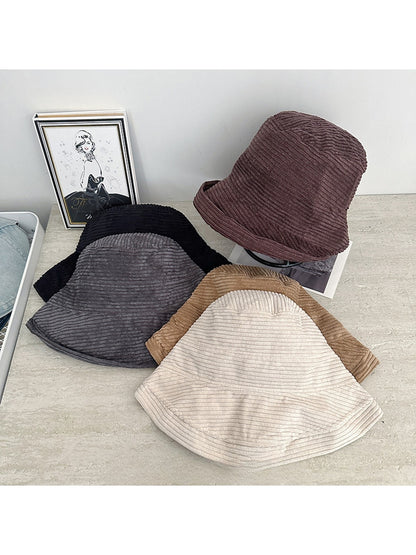 Haila - Foldable Solid Color Round Crown Bucket Hat