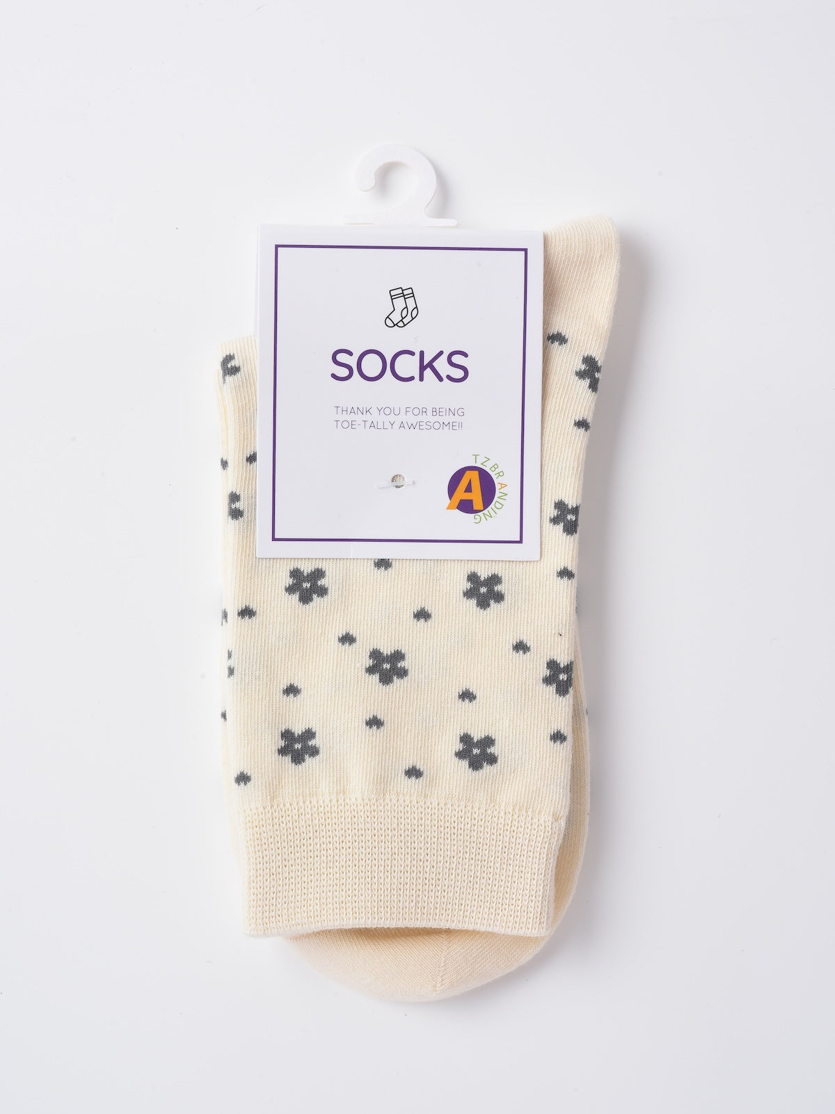 Rufia - Gray Floral Bow Mid-Calf Socks for Women