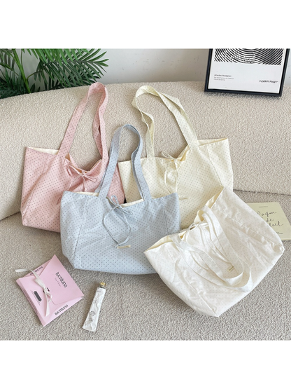 Cosbai - Polka Dot Bow Shoulder Tote