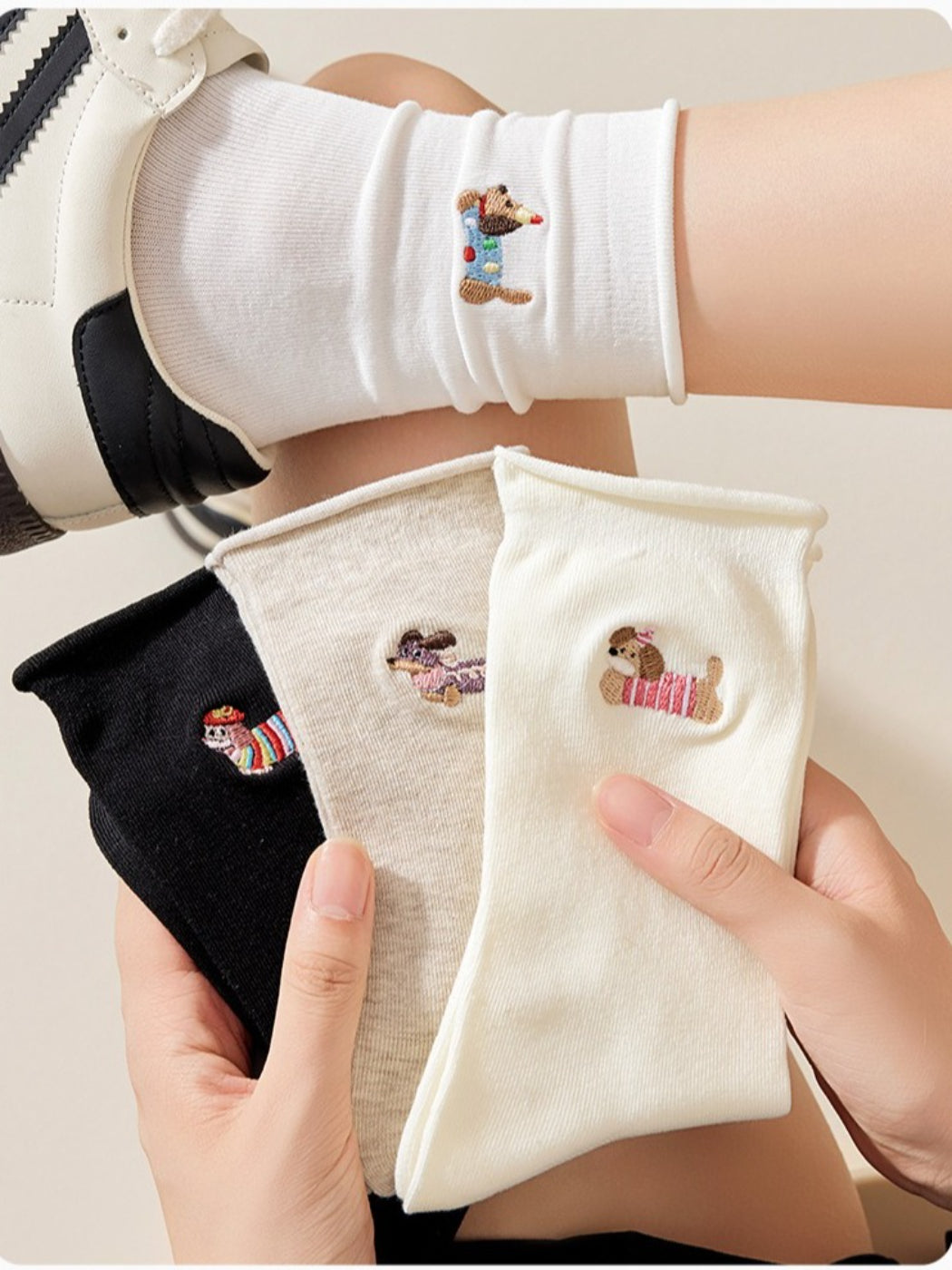 Rufia - Small Dog Motif Crew Socks