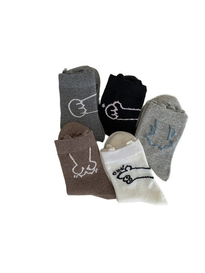 Rufia - Playful Paw Print Crew Socks