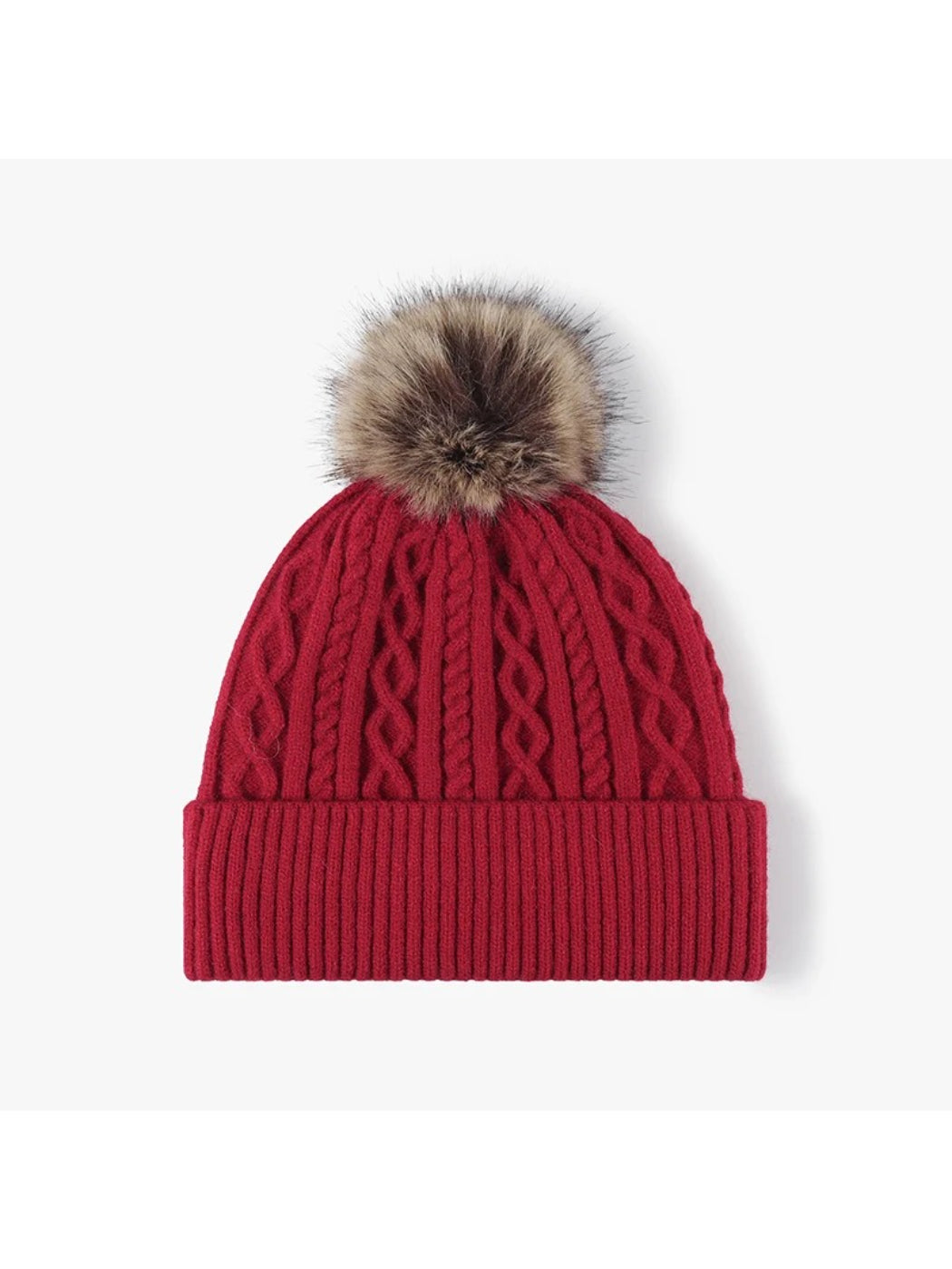 Haila - Cable-Knit Fleece-Lined Pom-Pom Beanie