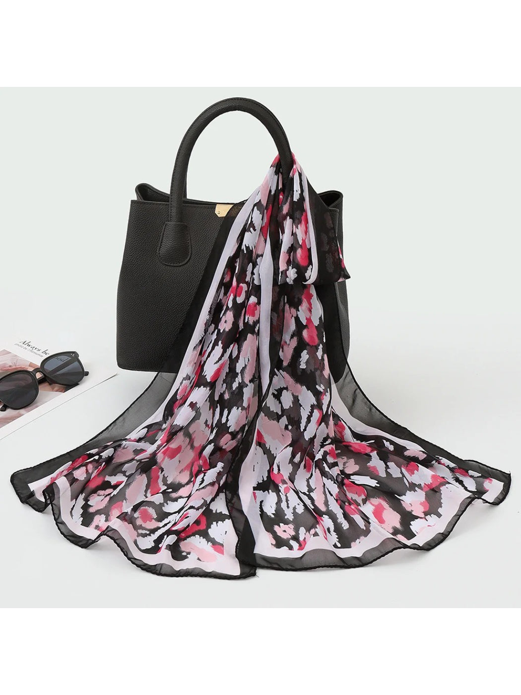 Scarvii - Women’s Abstract Botanical Chiffon Scarf