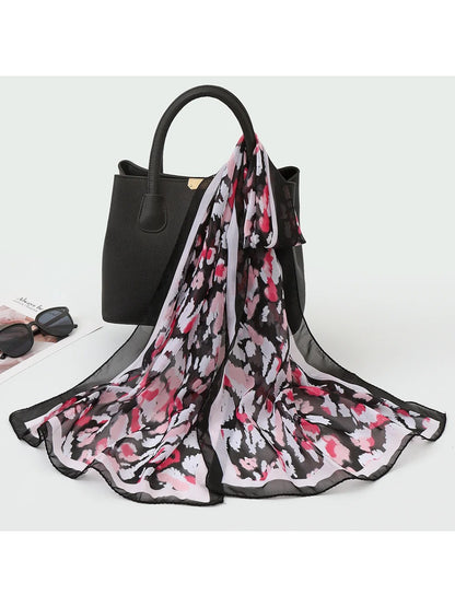 Scarvii - Women’s Abstract Botanical Chiffon Scarf