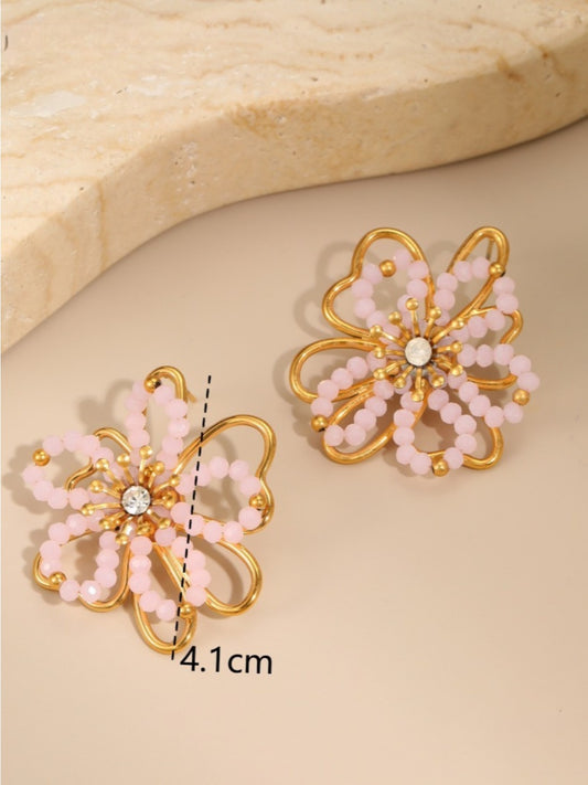Earwish - Beaded Floral Drop Earrings
