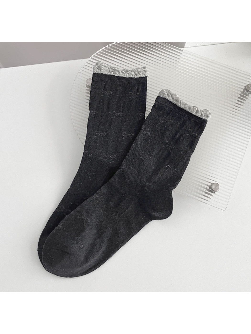 Rufia - Bow Textured Sheer Crew Socks product image 5