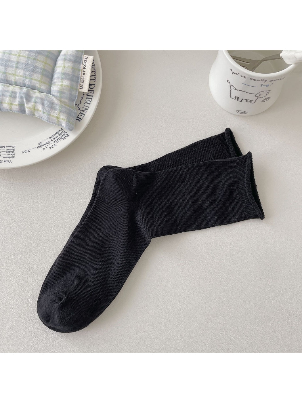 Rufia Rolled Edge Stripe Mid Calf Socks color options