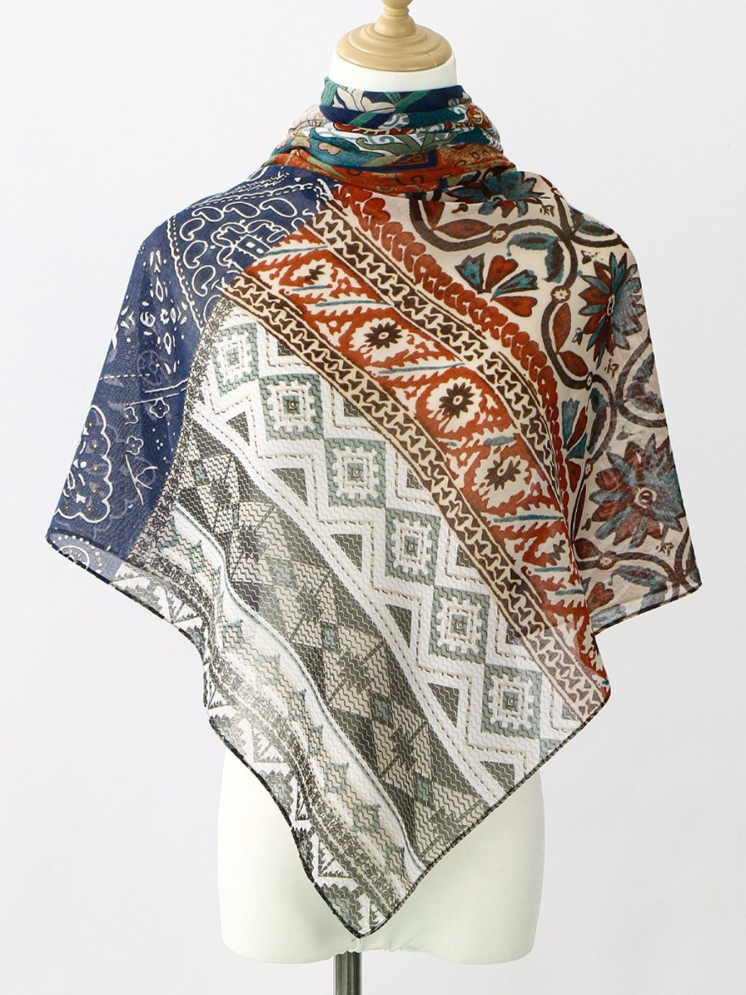 Scarvii - Ethnic Print Square Scarf & Shawl
