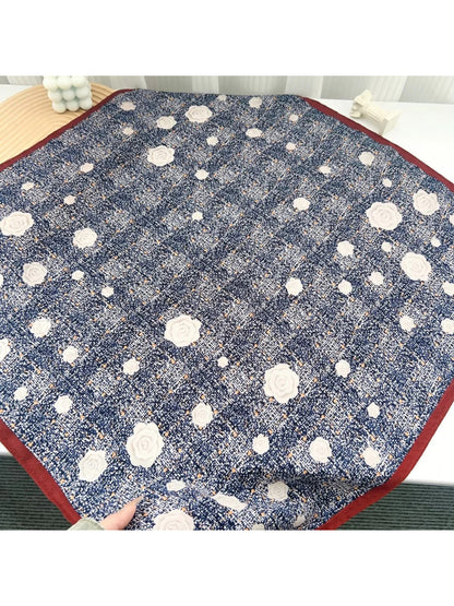 Scarvii Burgundy Rose Print Square Scarf