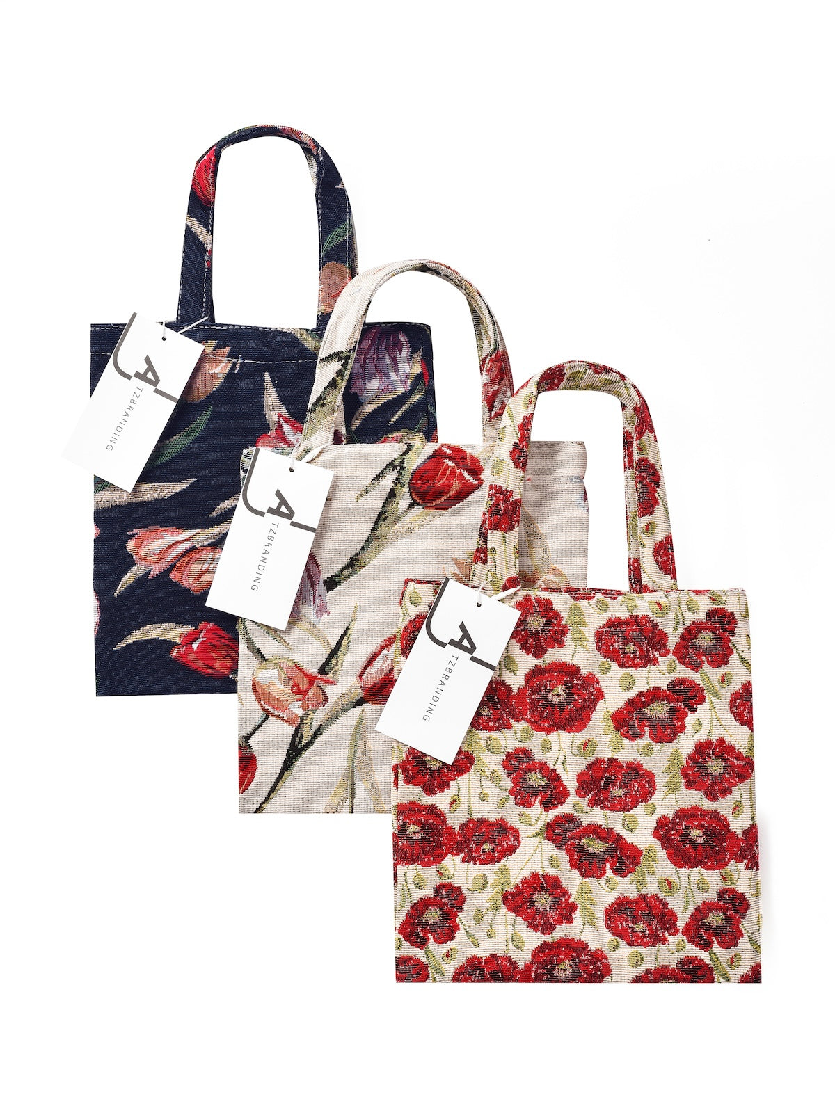 Cosbai - Vintage Colored Weave Floral Tote Bags