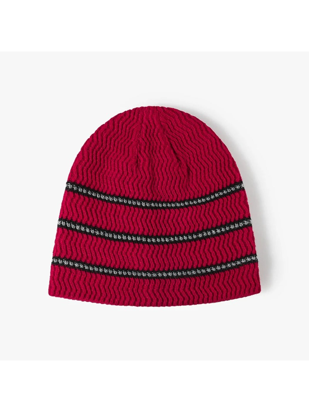 Haila - Contrast Stripe Fleece-Lined Knit Beanie