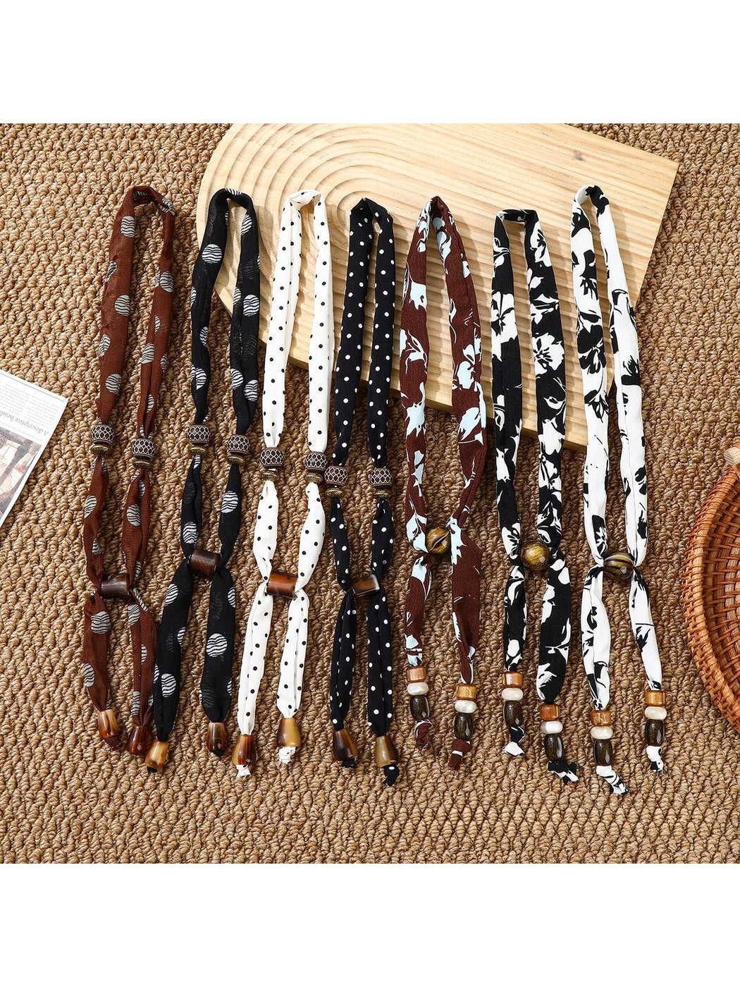 Scarvii - Printed Slim Pendant Narrow Scarf