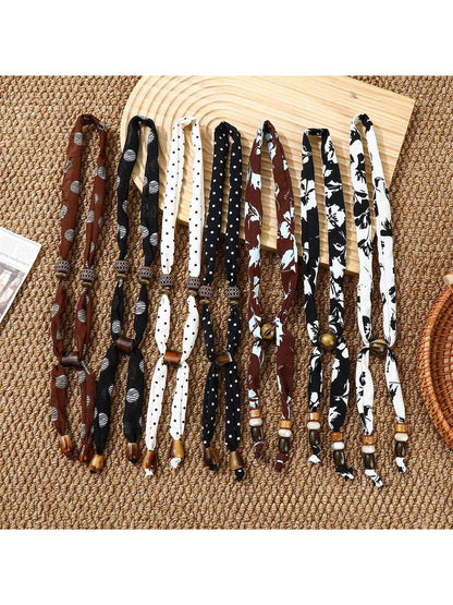 Scarvii - Printed Slim Pendant Narrow Scarf
