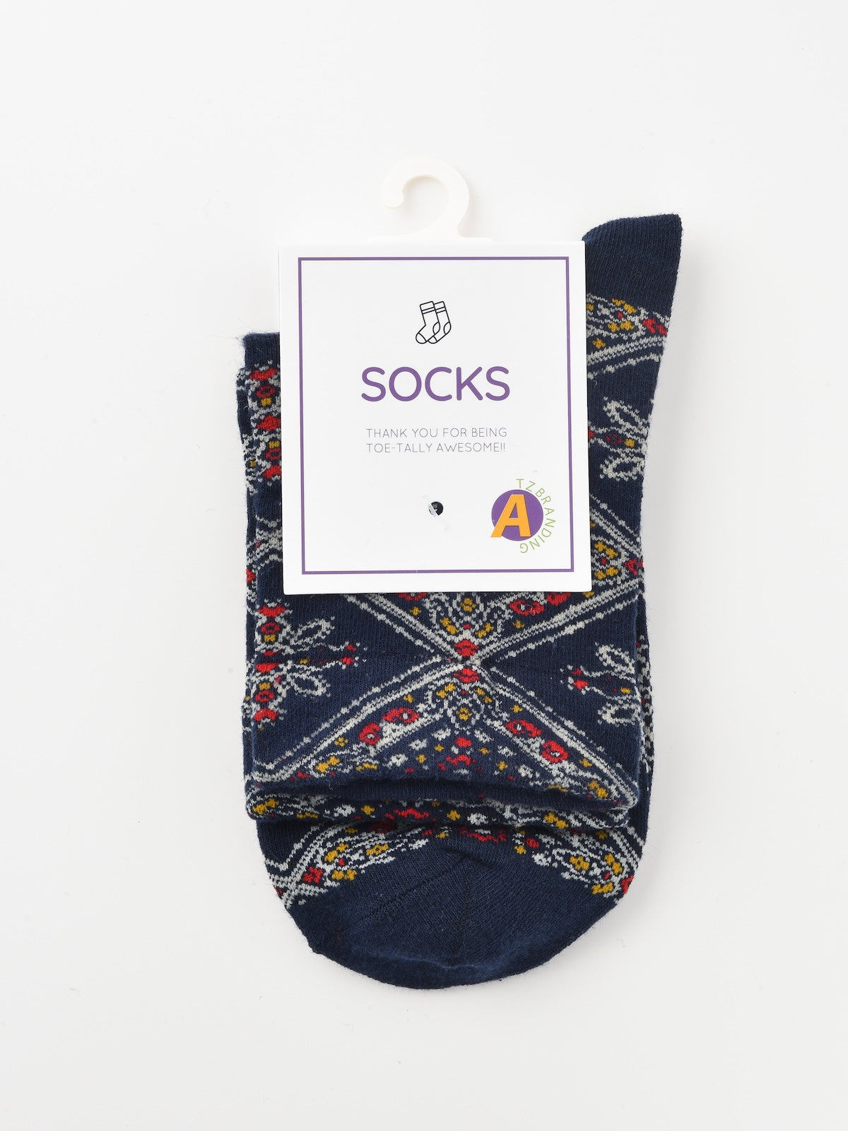 Rufia - Retro Mid-calf Socks with Diamond Floral Patterns