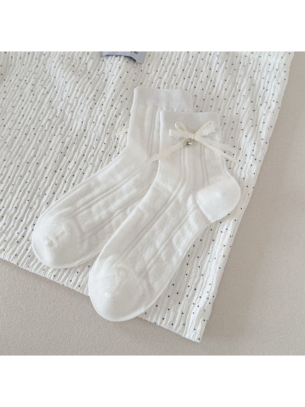 Rufia - Lace Bow Heart Pattern Women's Crew Socks