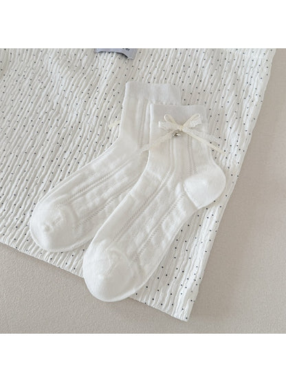 Rufia - Lace Bow Heart Pattern Women's Crew Socks