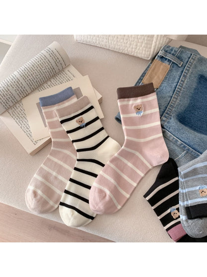 Rufia - Cute Bear Stripe Crew Socks product image 1