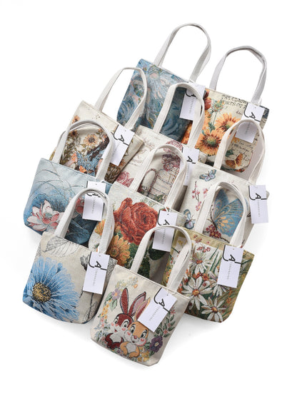 Cosbai - Embroidered Canvas Handbag
