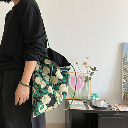 Rose Print Shoulder Tote Bag detail view