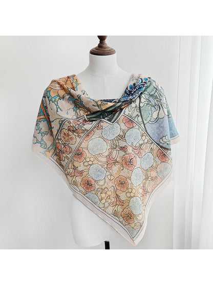 Scarvii - Vintage Floral Panel Collage Square Scarf