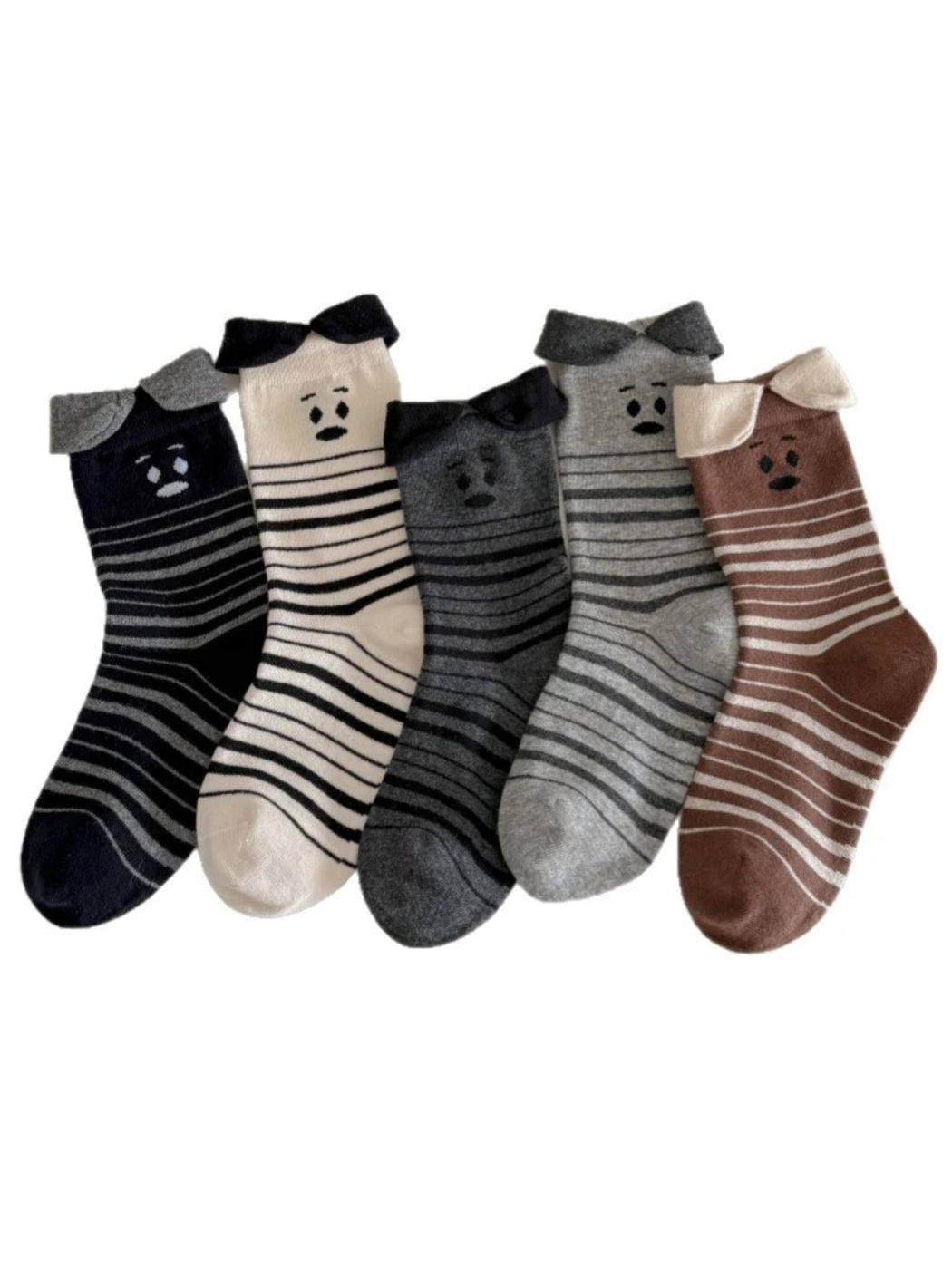 Rufia Sad Face Striped Socks with Ruffles
