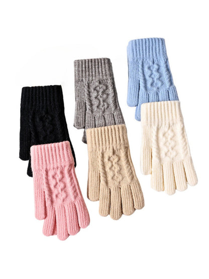 Gloving - Cable-Knit Ribbed Full Finger Gloves
