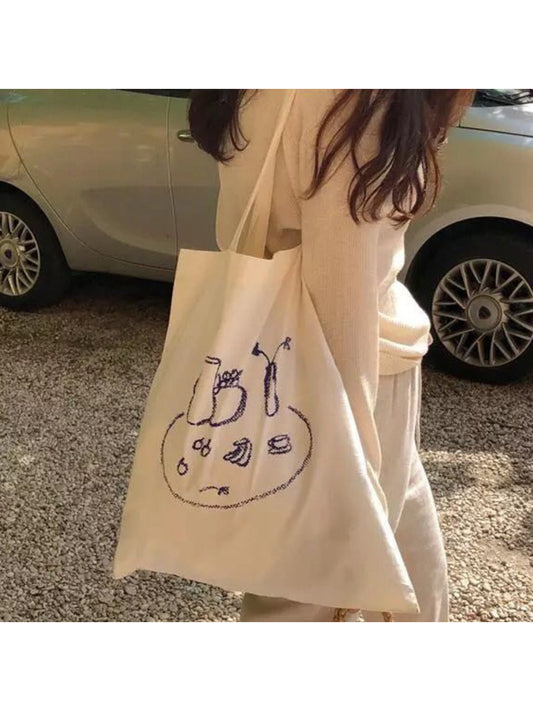 Cosbai Sketch Print Everyday Tote bag with black and white abstract sketch design