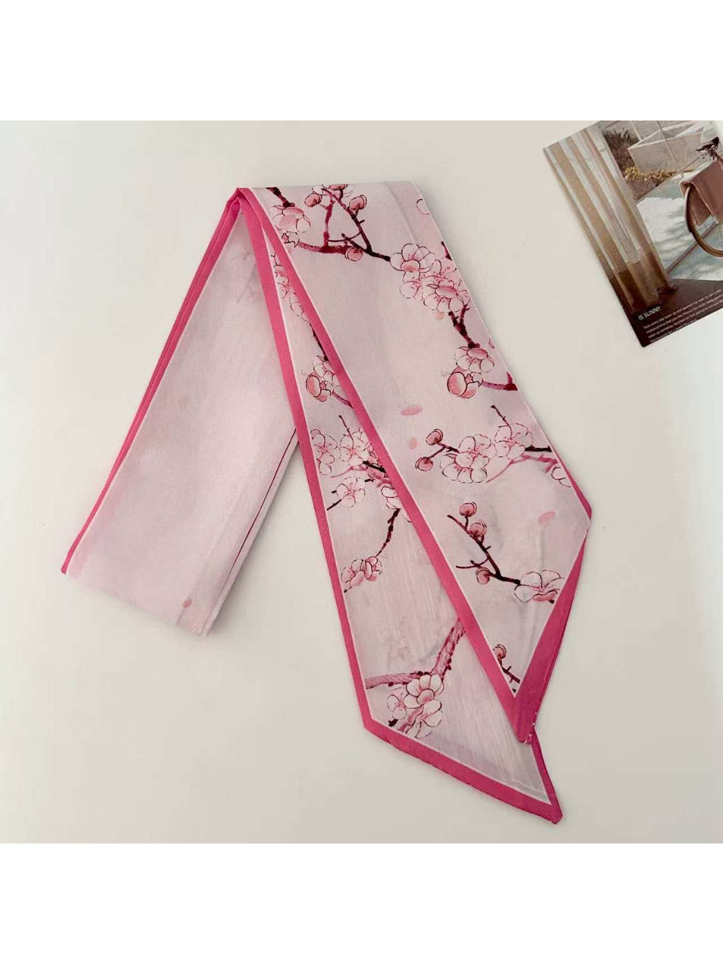 Scarvii Plum Blossom Print Skinny Scarf