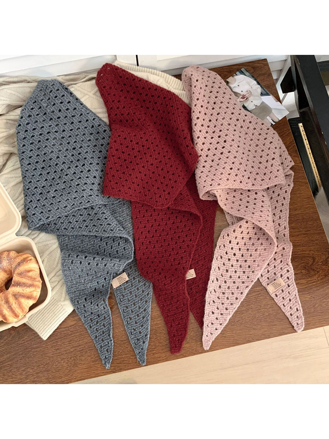 Scarvii - Mesh Knit Triangle Scarf