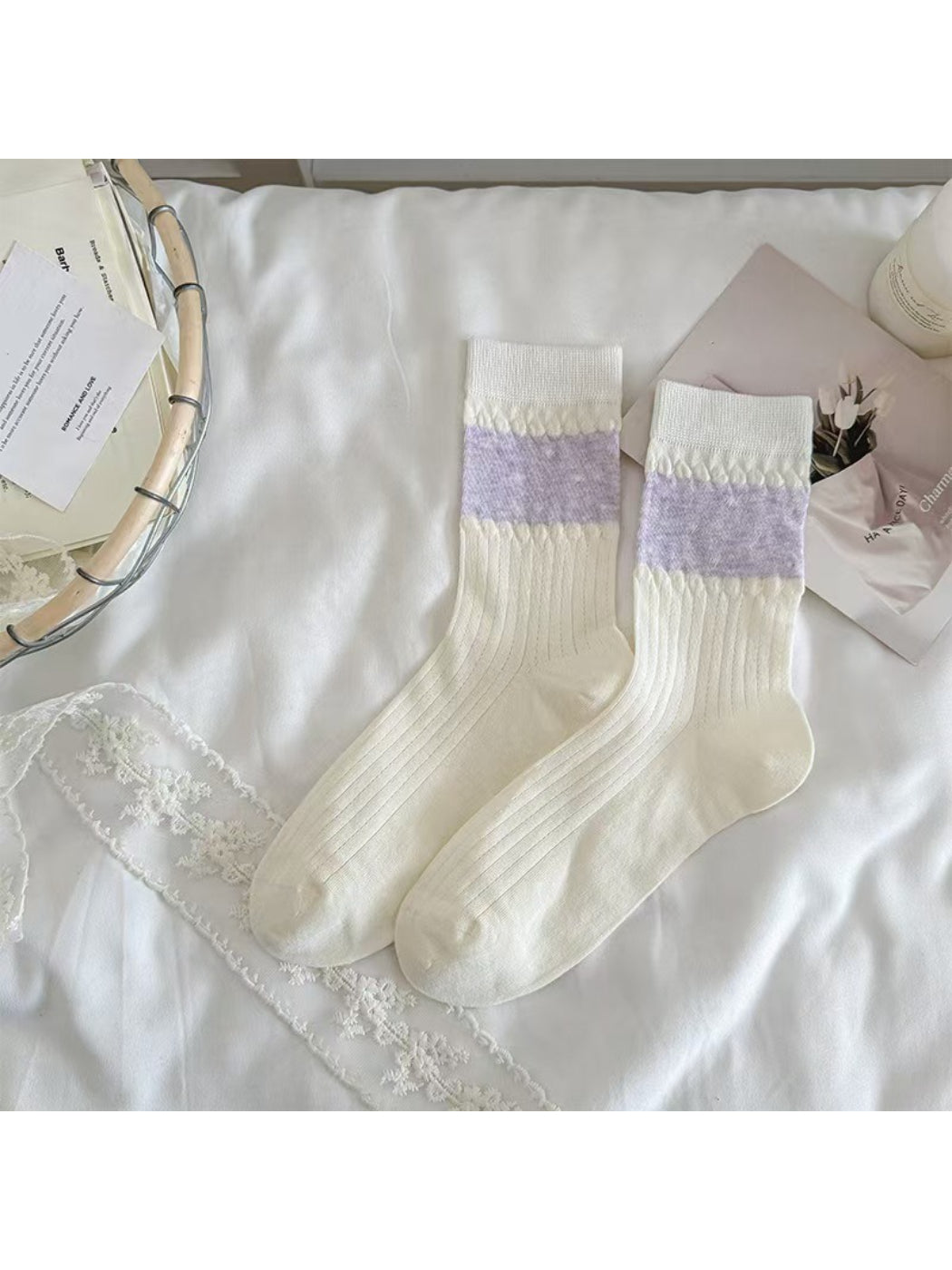 Rufia - Floral Detail Knit Crew Socks product image 6