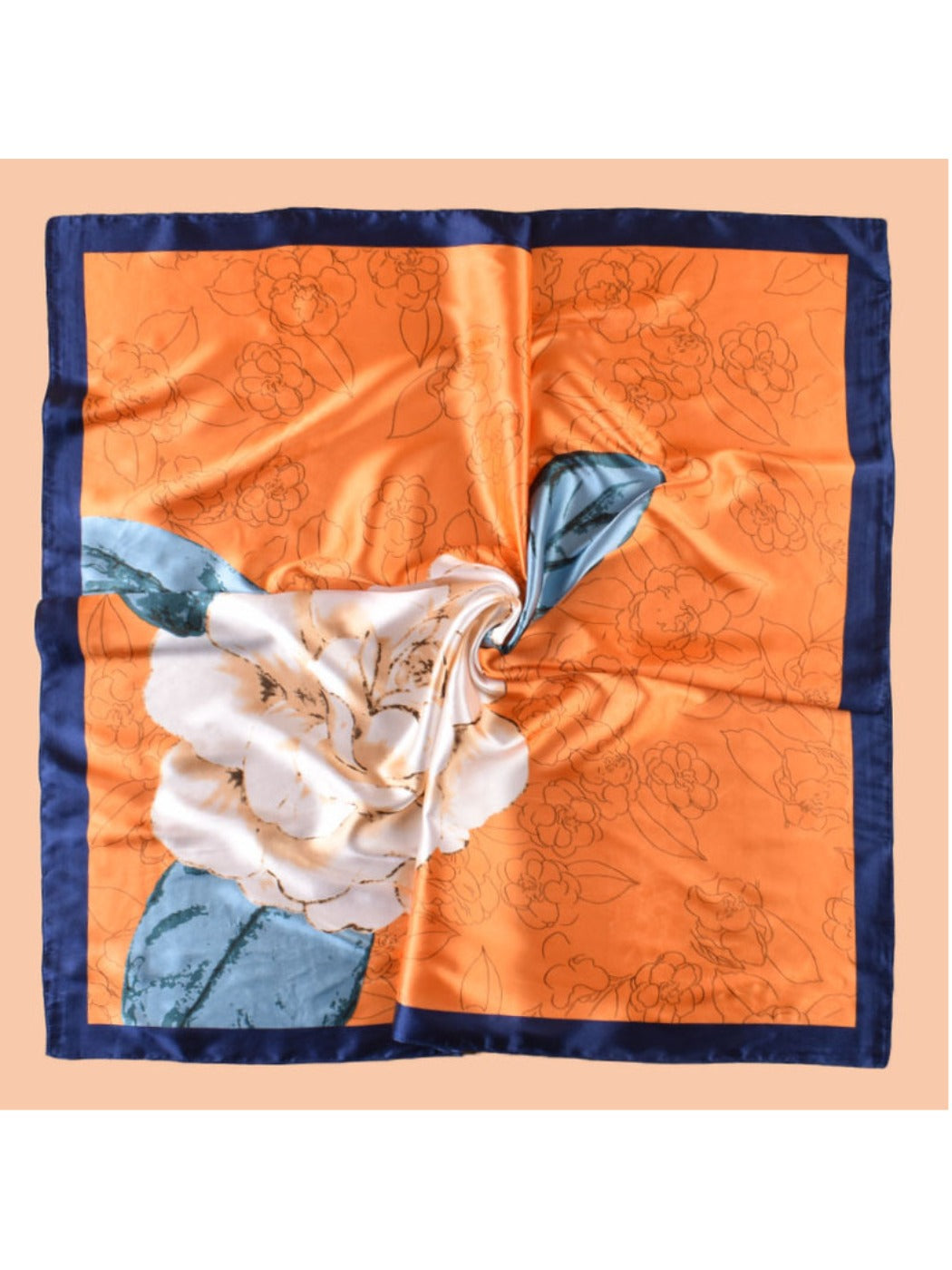 Scarvii - Square Scarf with Elegant Camellia Print