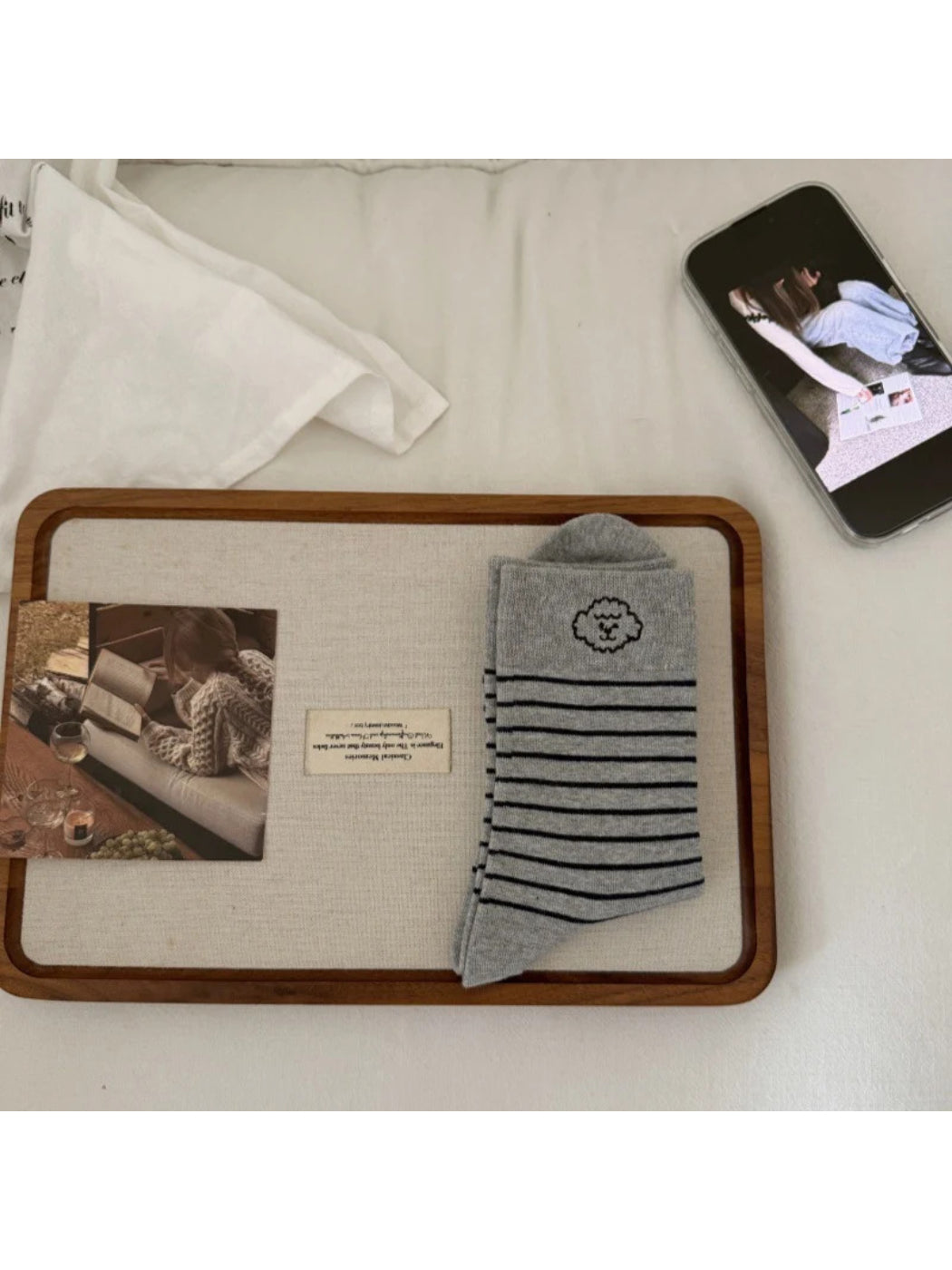 Rufia - Animal Face and Stripe Crew Socks