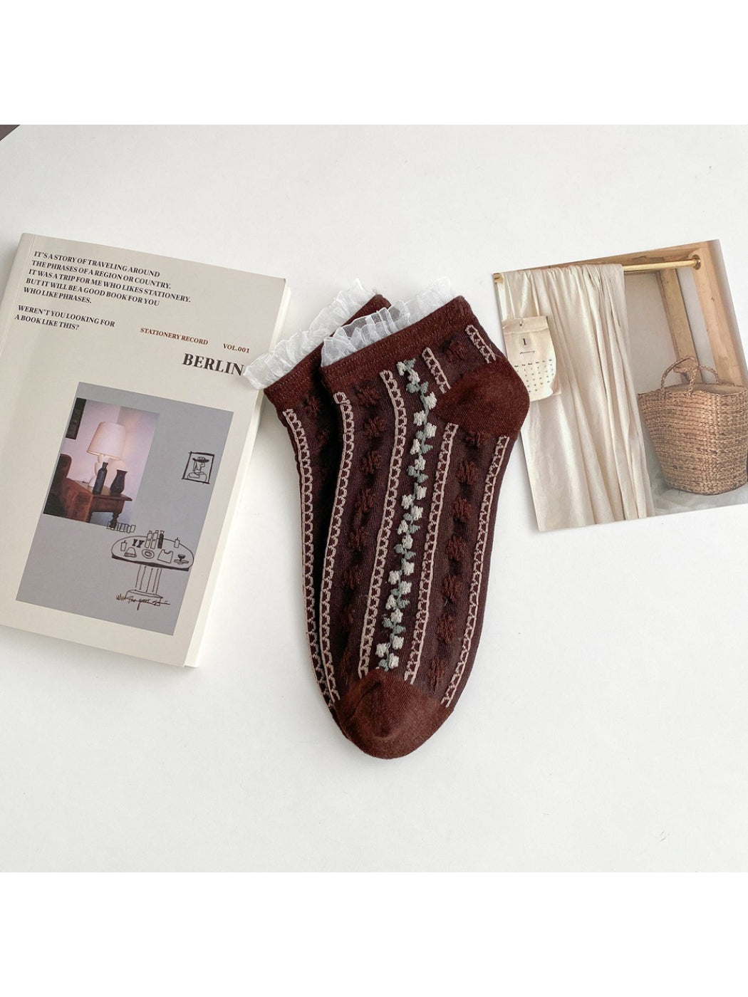 Rufia - Vintage Embroidered Lace Cuff Crew Socks product image 7