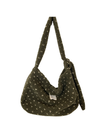 Cosbai – Plush Heart Printed Crossbody Shoulder Bag
