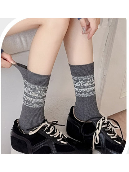 Rufia - Minimal Pattern Knit Crew Socks