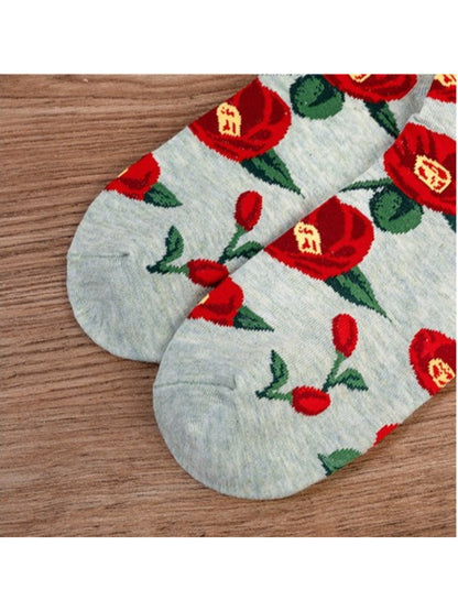 Rufia - Vintage Garden Floral Knit Crew Socks
