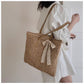 Cosbai - Khaki Woven Straw Beach Tote Bag