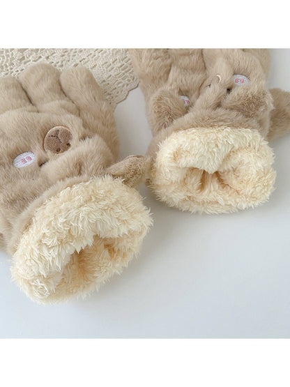 Gloving - Cute Bear Foldover Plush Winter Gloves