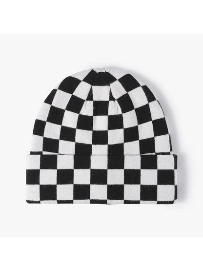 Haila - Checkerboard Cuffed Knit Beanie