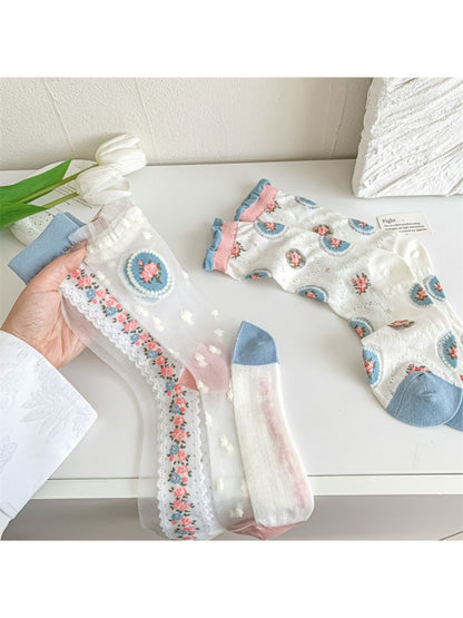 Rufia - Romantic Floral Sheer Crew Socks product image 1