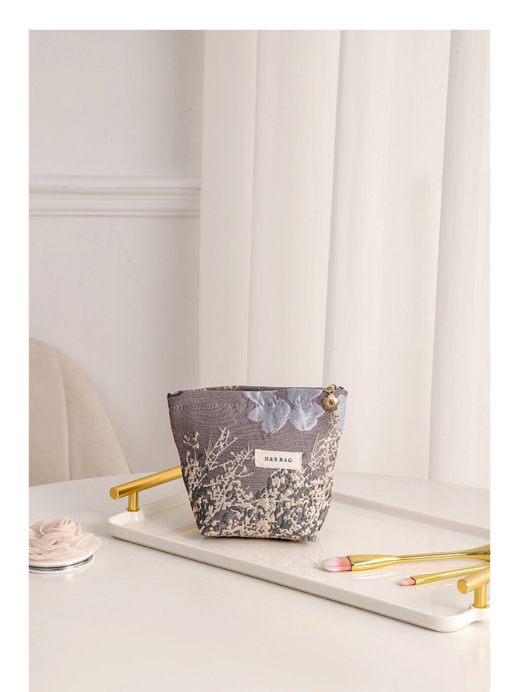 Cosbai - Jacquard Floral Cosmetic Bag