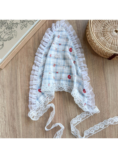 Scarvii - Sweet Print Lace Trim Women's Head Scarf