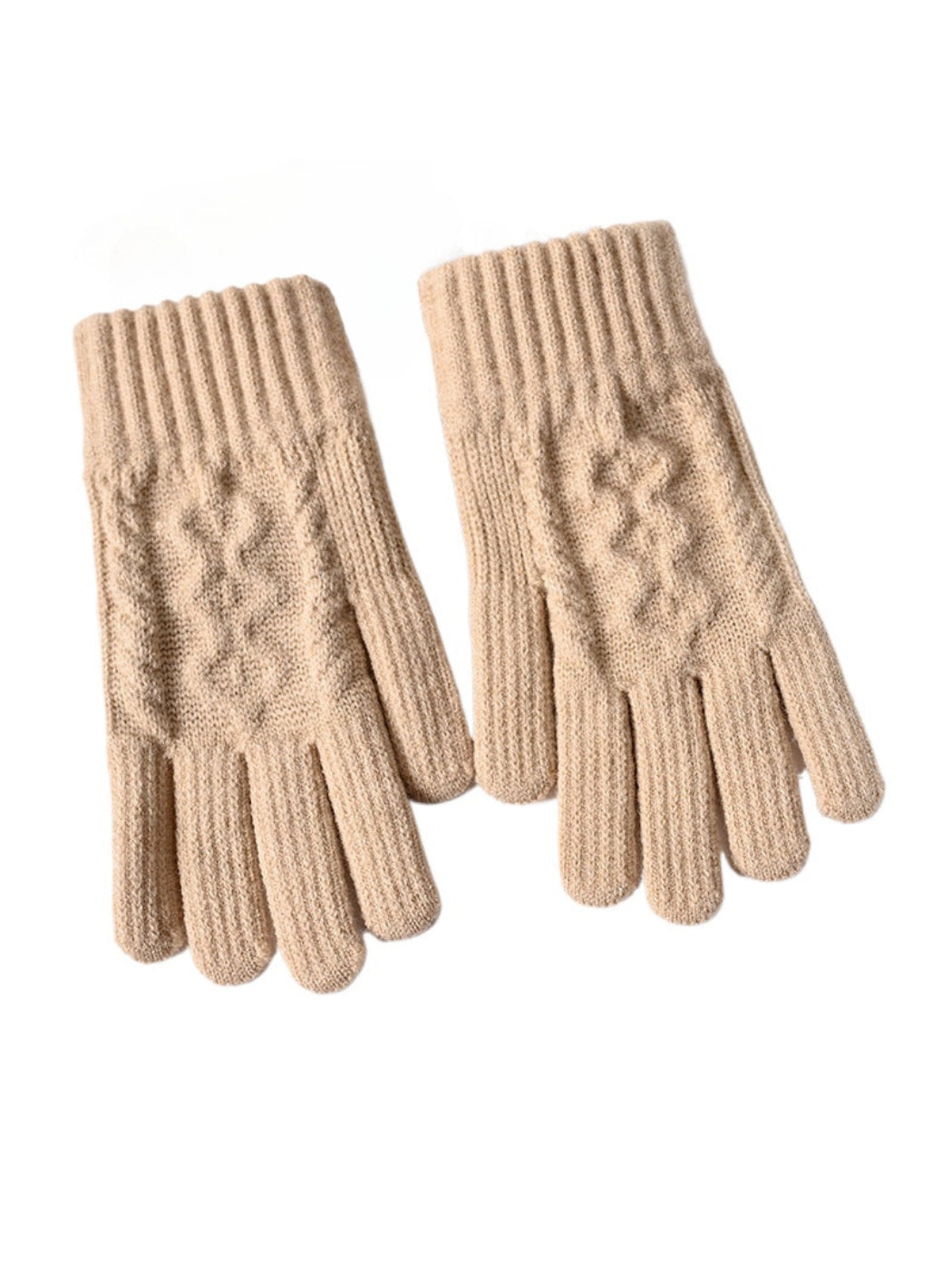 Gloving - Cable-Knit Ribbed Full Finger Gloves
