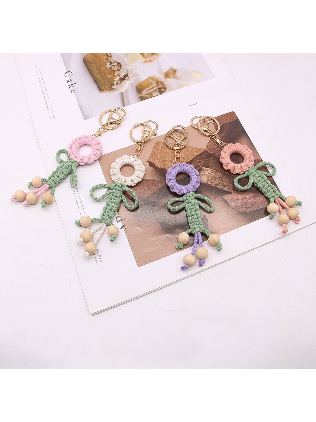 Koco Woven Flower Keychain for Bags product shape