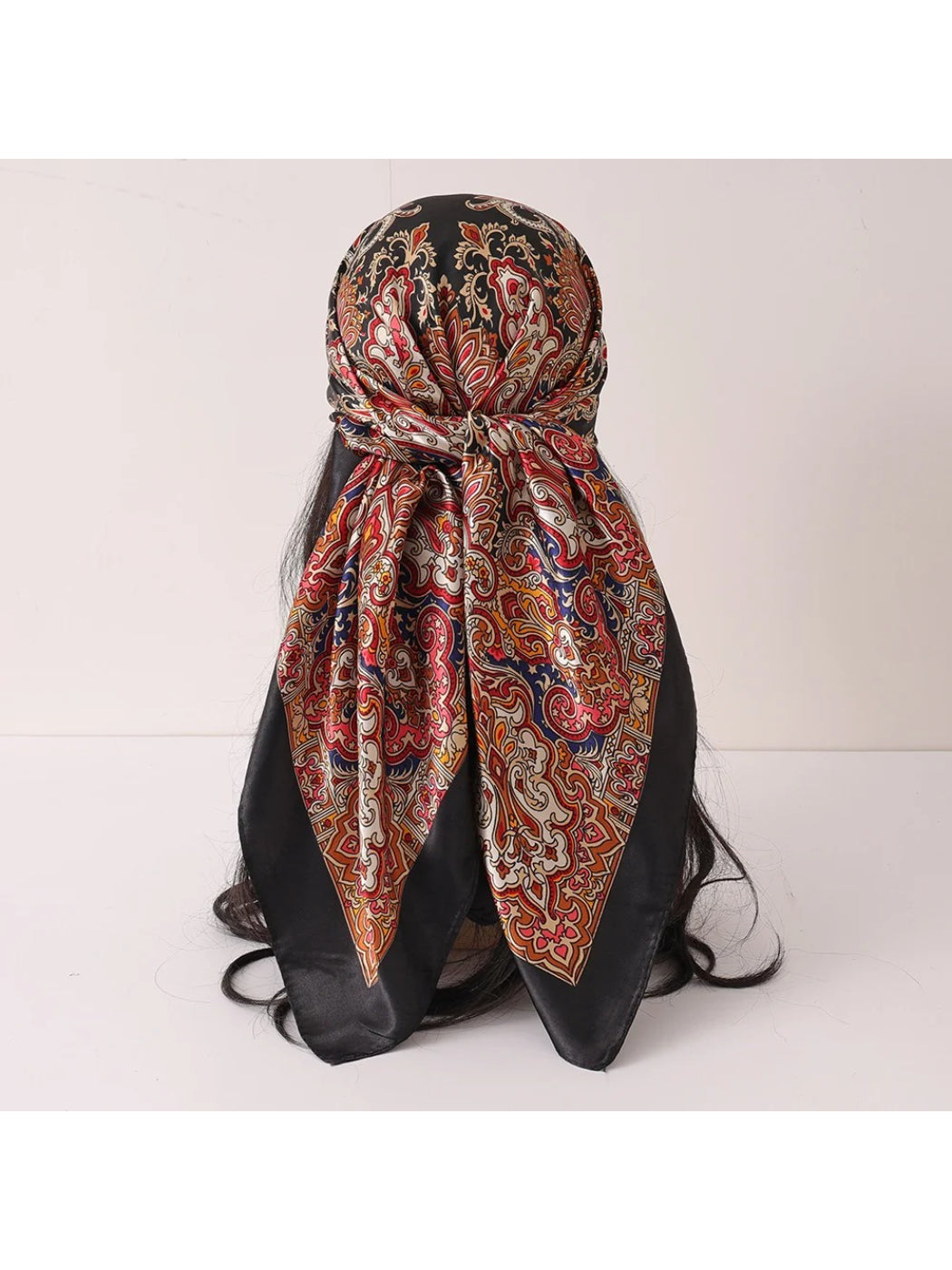 Scarvii - Botanical Paisley Square Scarf with Solid Border