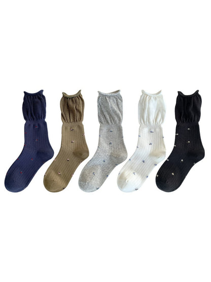 Rufia - Embroidered Ruffle Edge Crew Socks