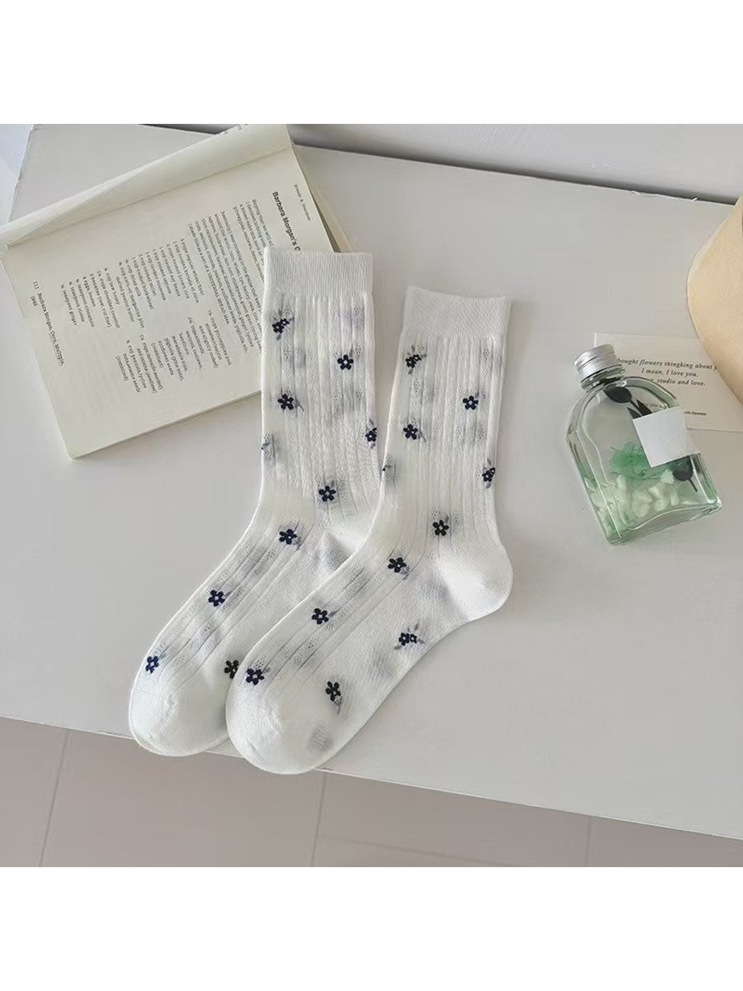 Rufia - Sweet Floral Printed Casual Women's Crew Socks