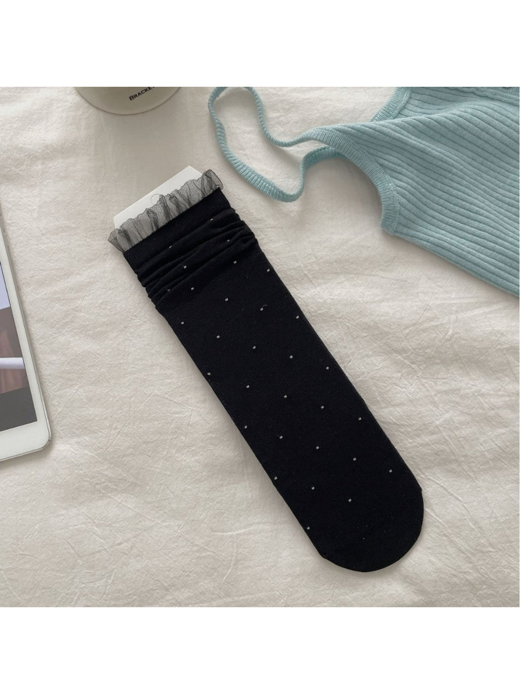 Rufia - Lace Dot Mid-Calf Socks - image 9