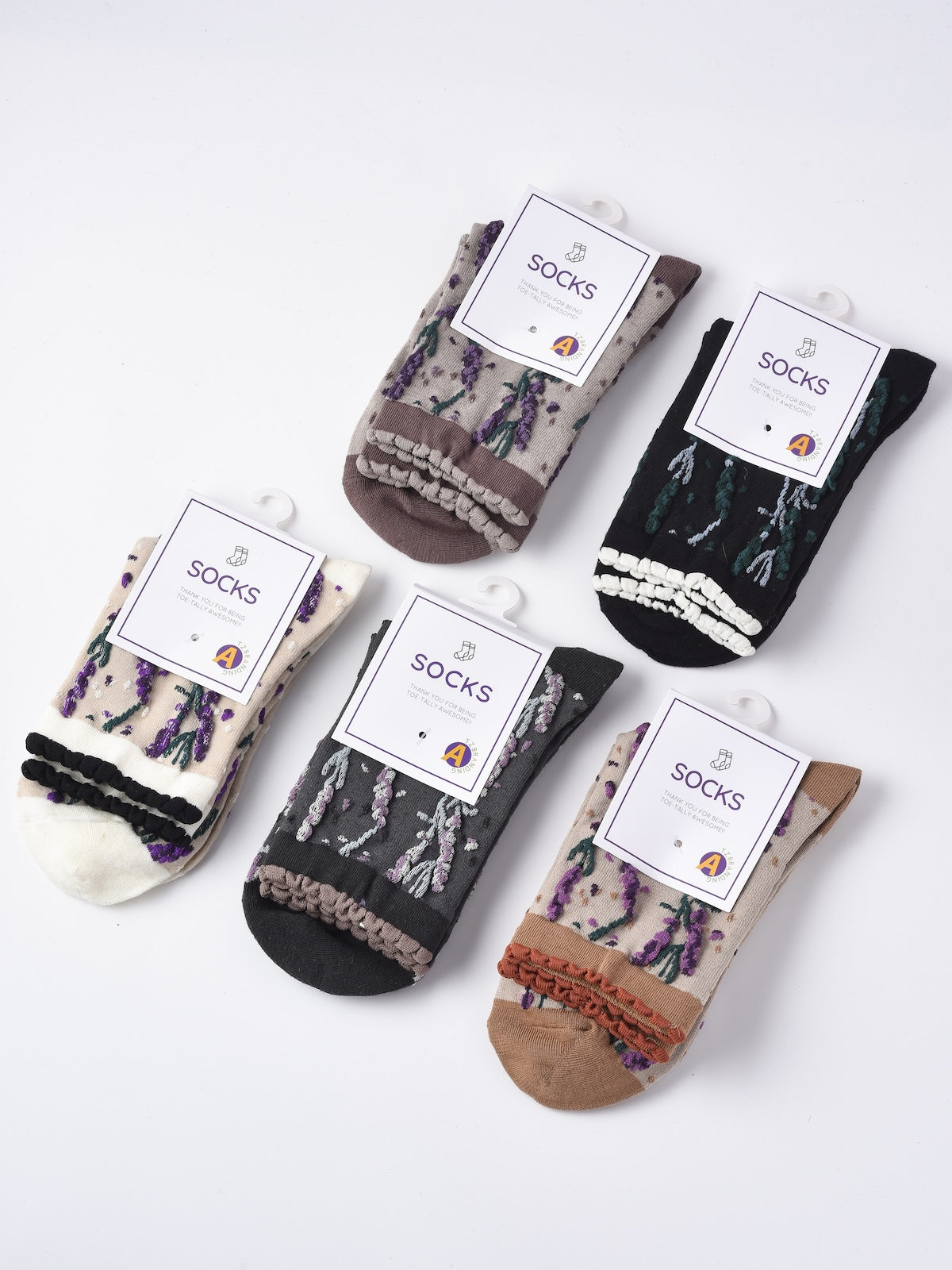 Rufia - Vintage Floral Relief Crew Socks